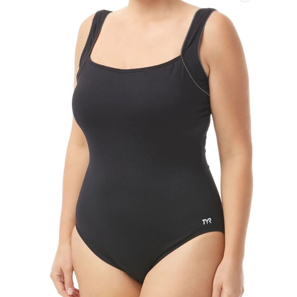 Vintage TYR Square Neck Controlfit Women's Athletic Swimsuit